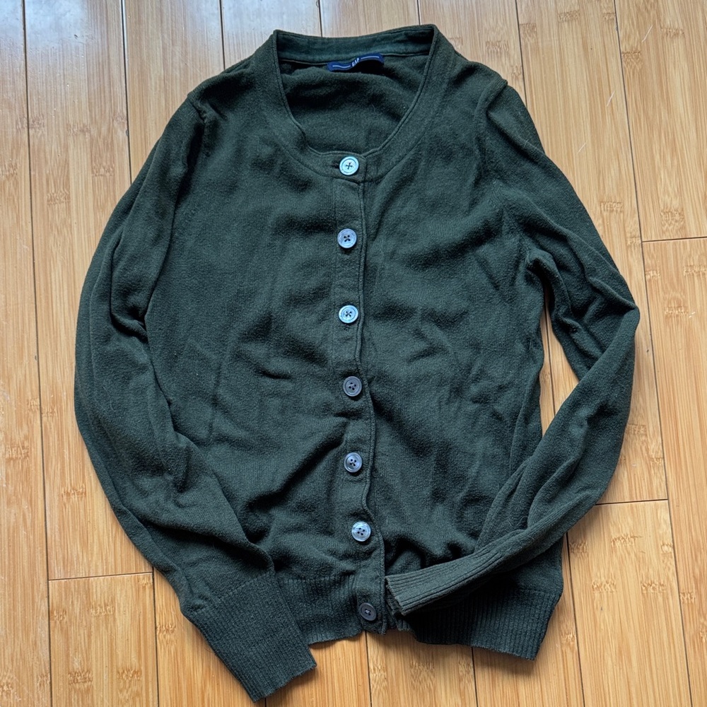 GAP Dark Green Button-Up Cardigan